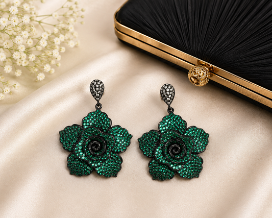 Emerald Noir Bloom Earrings