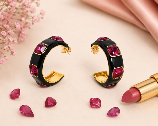 Midnight Ruby Hoops