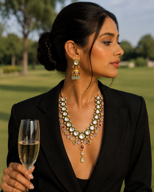 Rajsi Noor Pachi Kundan Set