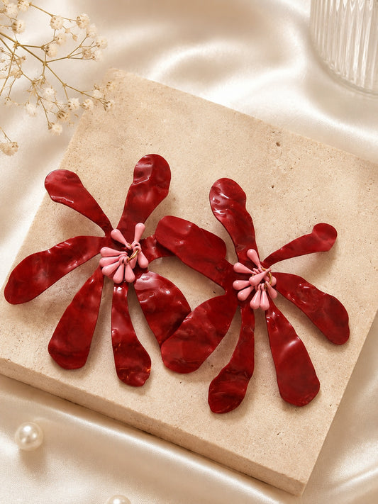 Scarlet Bloom Statement Earrings