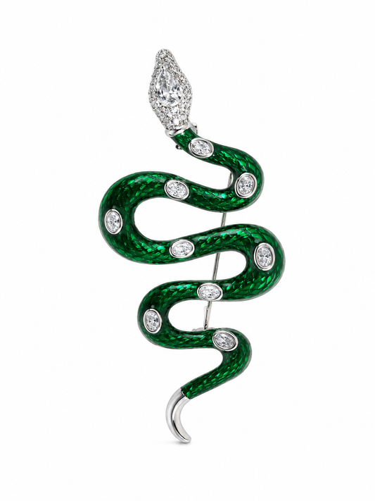 Unisex Emerald Serpent Brooch