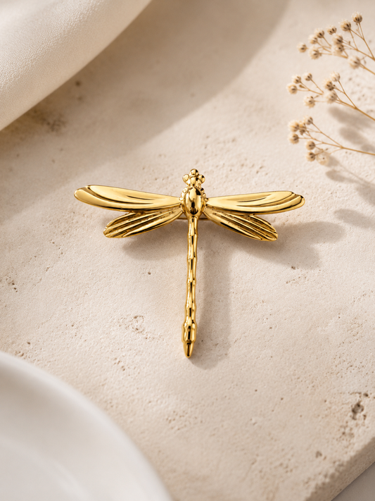 Unisex Golden Dragonfly Brooch