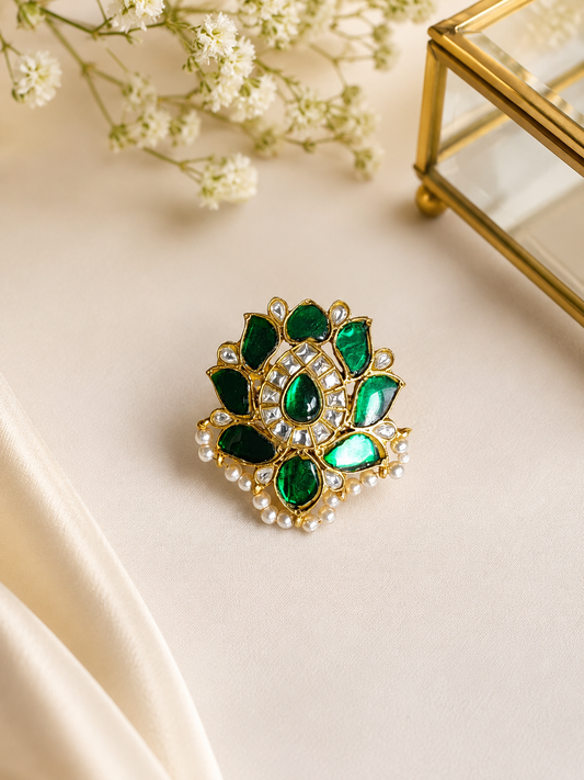 Emerald Noor Pachi Kundan Ring
