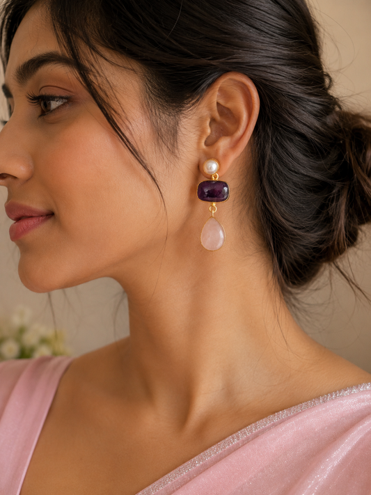 Blush Amora Natural Stone Earrings