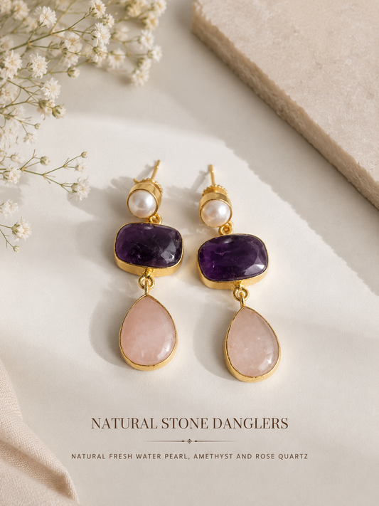 Blush Amora Natural Stone Earrings