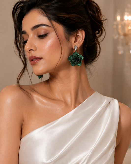 Emerald Noir Bloom Earrings