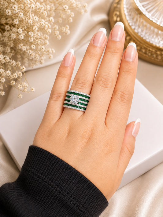 Emerald Eclipse Statement Ring