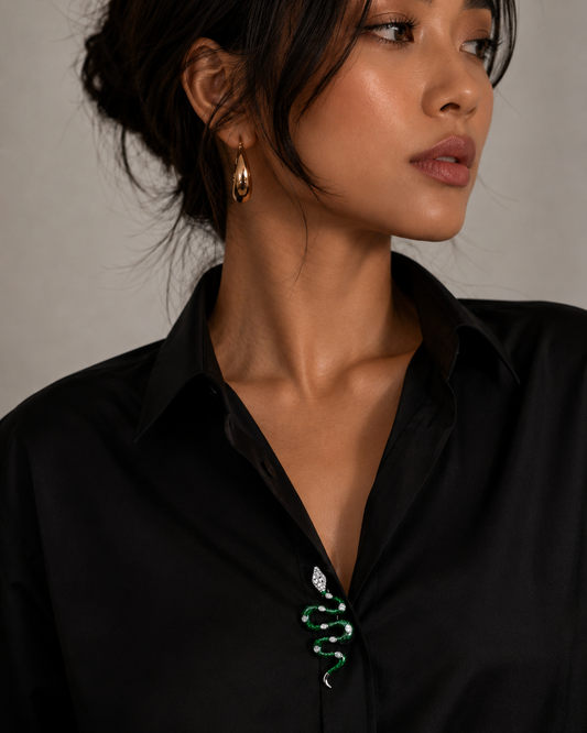 Unisex Emerald Serpent Brooch